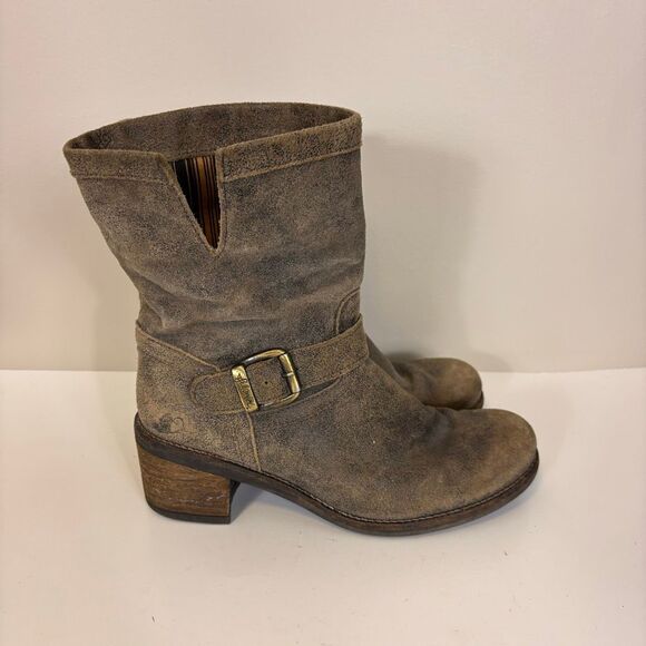 Felmini Brown Suede Mid Calf Heeled Pull On Boots Size 41 - Picture 4 of 9